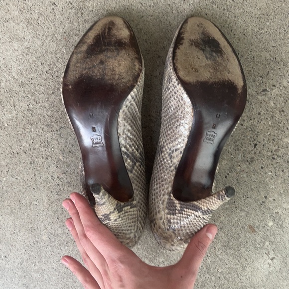 Vintage Snakeskin Peep-Toe Heels - Picture 5 of 5